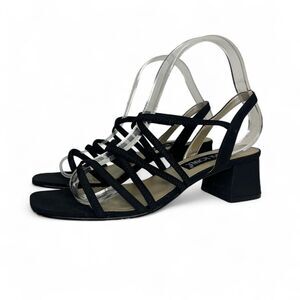 vintage Y2K 2000s retro  Black strappy block heel sandals